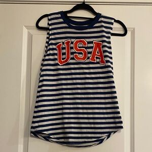 Modern Lux Blue and White Striped USA Tank Top